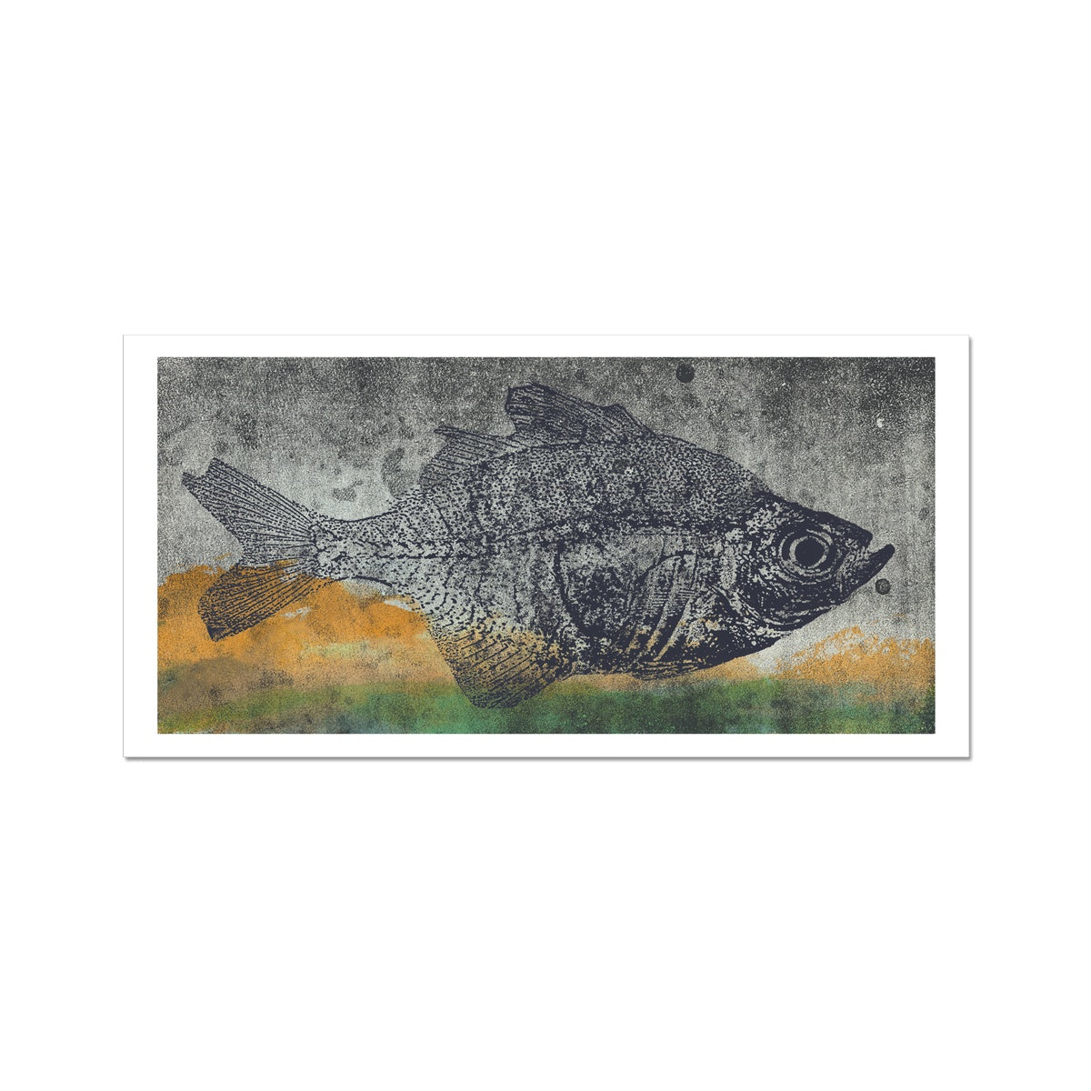 Fish- Orange & Green Fish Tank- Single Fish Fine Art Print